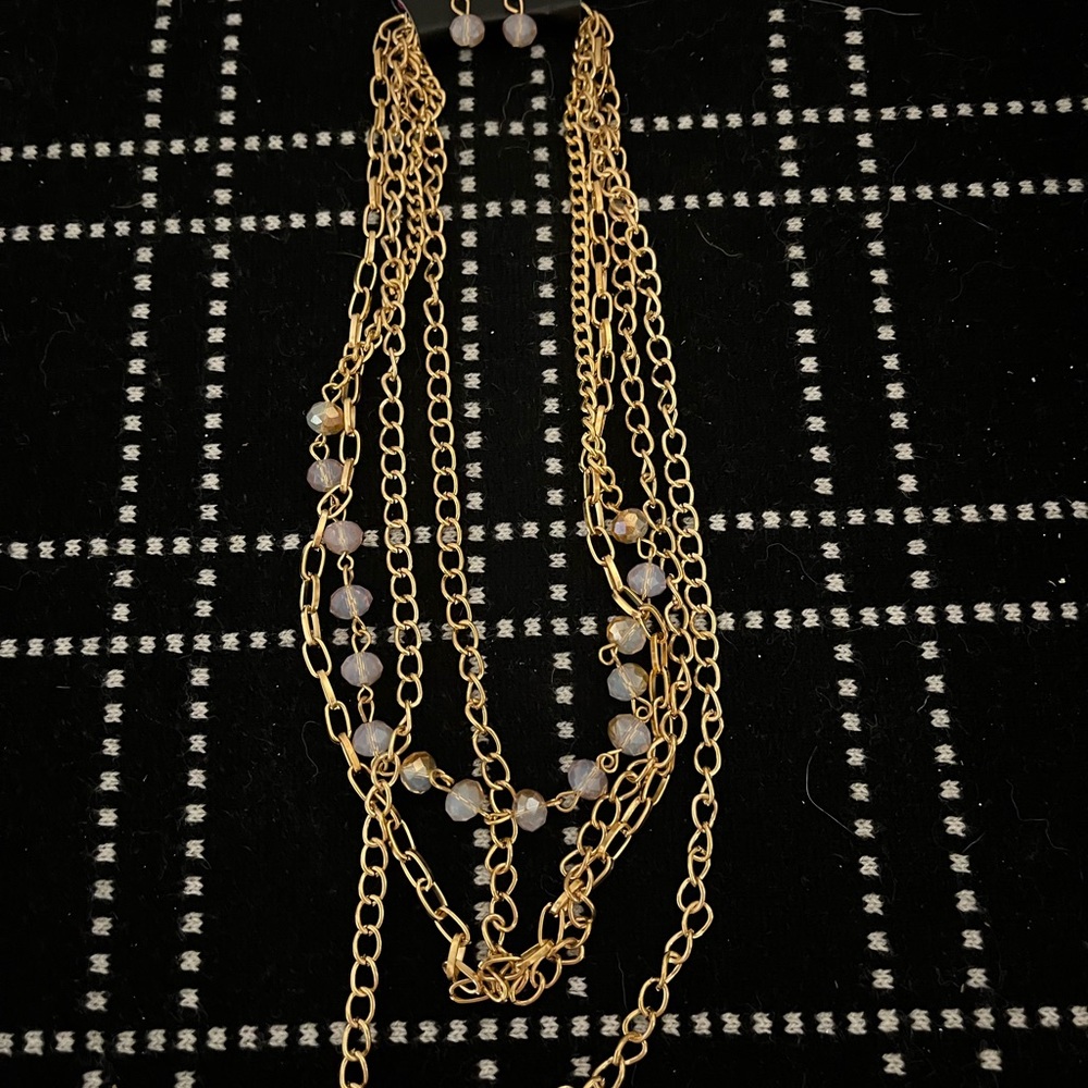 Paparazzi Gold and White Multi-Layer Necklace
